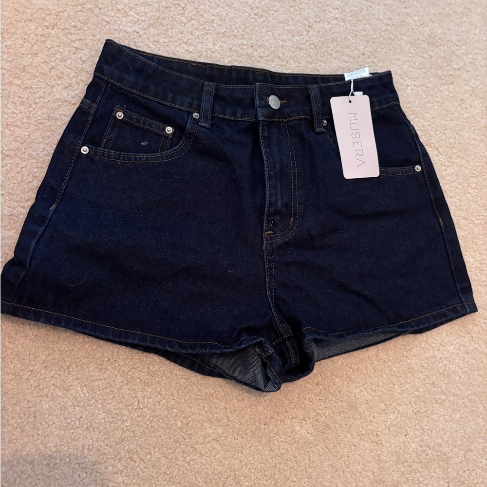 Musera Dark Indigo High-Rise Denim Shorts with Tag